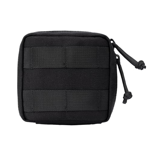 Small MED Kits Holder Duty Belt Gloves Pouch MOLLE Tactical Vest Nasal Spray Case Compact IFAK Carrier Backpack Wallet Cards Knife Gadgets Mini EDC Organizer Bag w/Removeable Clear ID Pocket - color: Black