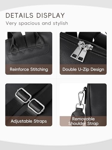CLUCI Womens Backpack Purse PU Leather Anti-theft Fashion Designer Travel Bag Ladies Shoulder Bags | Purse - color: Top Zip-y Black(2pc)