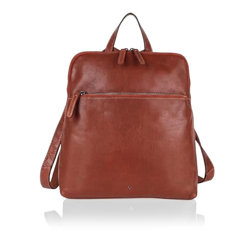 Genuine Leather Backpack for Women - 12.5 Inch with Adjustable Shoulder Strap - Stylish and Durable (Tan) - color: Tan