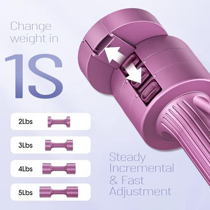 EAST MOUNT Adjustable Dumbbells 5 lb Dumbbells Set of 2 / Pair 10 lb Total Free Weights 6 in 1 Women Hand Weights for Home,Office,Gym Exercise Training 2lb 3lb 4lb 5lb Fast Adjust - color: Purple
