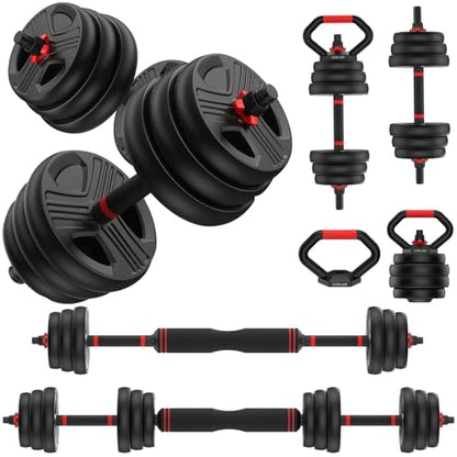 FITPLAM Adjustable dumbbell set,20/35/45/55/70/90lbs Free Weights set with upgraded nut, 5 in 1 Weight Set Used as Kettlebells, Barbell, Push up Stand, Fitness Exercise for Home Gym Suitable Men/Women - style: 35LB Total (17.5LB Each)
