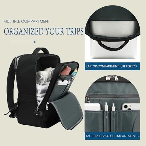 Lossga for Spirit Airlines Personal Item Bag 18x14x8 Inches Travel Bag Mens Travel Backpack for Women Fit Up to 17 inch Weekender Bags With Usb Charging Port Carry on Flight Approved - color: Black