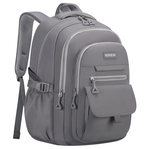 School backpack for Girls, Aesthetic Backpack for Women Men Cute Bookbag Preppy College (Grey) - color: Grey