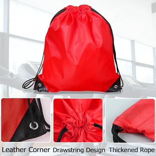 Drawstring Backpack Bulk String Backpack Drawstring Bags Sport Gym Cinch Bag Nylon String Bag for Women Men (1PCS) - color: Red 1pcs