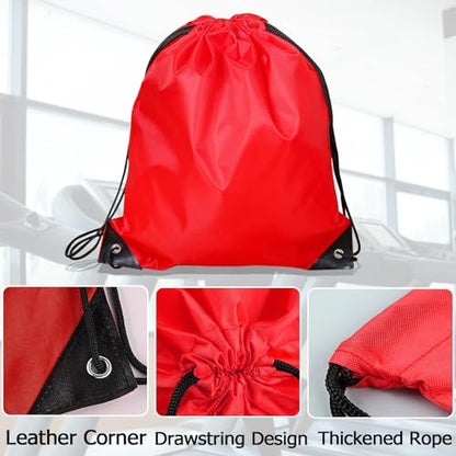 Drawstring Backpack 4PCS Bulk String Backpack Drawstring Bags Sport Gym Cinch Bag Nylon String Bag for Women Men (Red 4PCS) - color: Red 4pcs