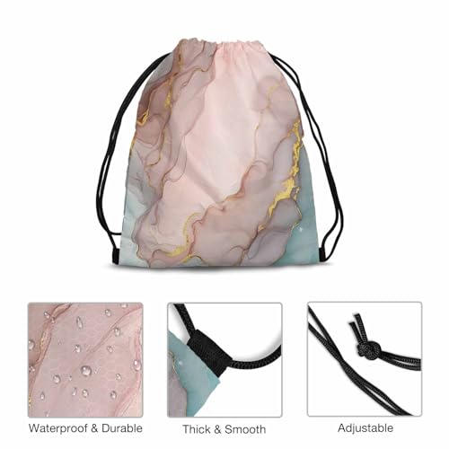 Drawstring Gym Backpack Gold Abstract Liquid Volleyball Bag Sports Backpack Art Marble Paint Sophisticated Grunge 14x16.9 Inch - color: Marble Texture