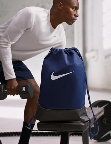 Nike Unisex Adult Gameday Brasilia X Drawstring Bag Backpack (18L) | Mens and Womens - color: Midnight Navy/Black/White, size: One Size