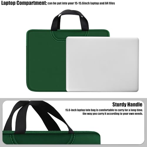 Laptop Sleeve Case 15.6 Inch, Traveling Briefcase Handle Bag & with Extra Pockets, Computer Protective Case Compatible for 15 15.6 inch HP, Dell, Acer, Asus, Dark Green - color: Dark Green, size: 15.6 inch