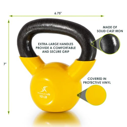 ProsourceFit Vinyl Coated Cast Iron Kettlebells for Full Body Fitness Workouts - size: 10.0 Pounds