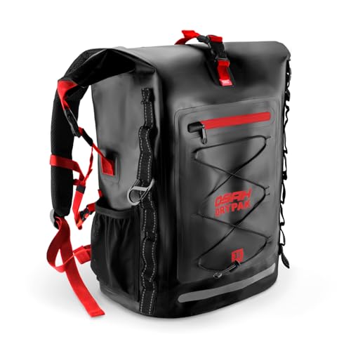OSAH DRYPAK Waterproof Backpack Dry Bag 25L/35L/55L/85L – Heavy Duty Roll-Top Hiking Backpack Sack Keeps Gear Dry for Travel, Kayaking, Boating, Camping, Rafting and Fishing - color: Black Red, size: 35L