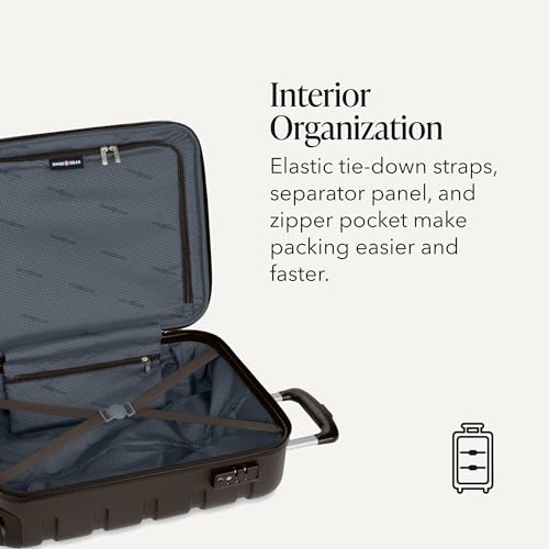 SWISSGEAR Signature Hardside Expandable Carry-On Spinner Luggage, ABS Construction, TSA-Friendly Lock, and Built-In Cupholder, Chocolate, 19-Inch - color: Chocolate, size: Carry-On 19-Inch