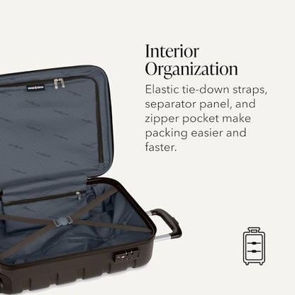 SWISSGEAR Signature Hardside Expandable Carry-On Spinner Luggage, ABS Construction, TSA-Friendly Lock, and Built-In Cupholder, Chocolate, 19-Inch - color: Chocolate, size: Carry-On 19-Inch