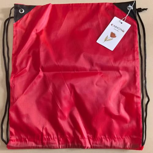 CAIHONG 100 Pack Drawstring Bags Bulk, Red Bulk Draw string Backpacks Cinch Snack Gym Draw String Bags for Women Men (Red,100Pcs) - color: Red