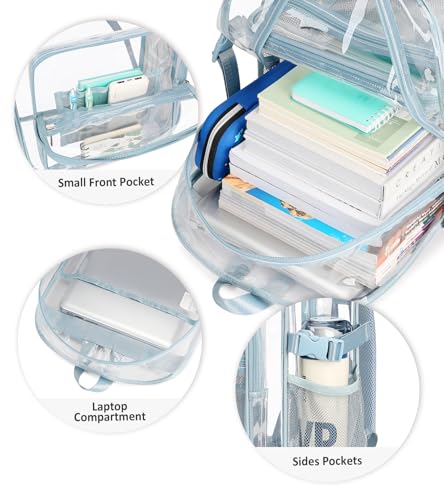 abshoo Big Heavy Duty Clear Backpack for School Girls Boys Transparent Bookbag for Middle High School (Baby Blue) - color: Baby Blue