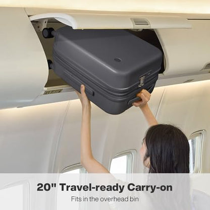 mixi 20 Inch Large Expandable Carry on Luggage Suitcase with Spinner Wheels, Hardside Rolling Travel Suitcase PC with TSA Lock, Rock Gray - color: Rock Gray, size: 20in Expandable