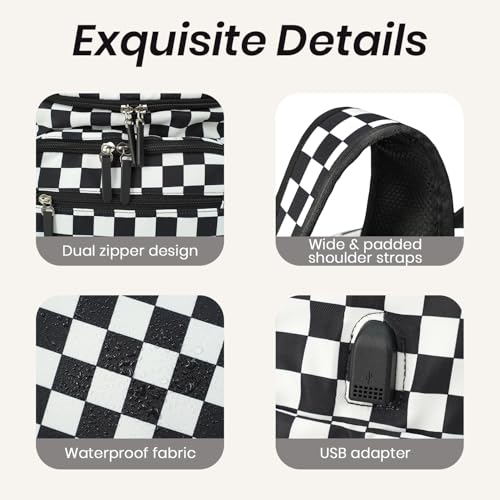 FHELAD Checkered Diaper Bag Backpack with Changing Pad & Stroller Clips, Large Travel Baby Diaper Bag for Newborn Moms, Baby Shower Gifts (Obsidian Black) - color: Obsidian Black