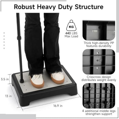 Sturdy Half Step Stool for Seniors, Non-Slip Mobility Riser for Bed, Car & Stairs, 440Lb Load, Portable Step Platform