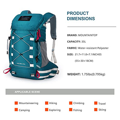 MOUNTAINTOP Hiking Backpack 35L Travel Backpack Lightweight Daypack for Men&Women Outdoor Camping - color: 6413-cobalt Blue