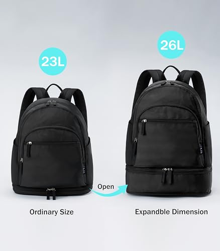 Uselike Gym Backpack for Women Men, Lightweight Gym Bag with Shoe Compartment, Waterproof Workout Backpack with Wet Pocket - color: Black