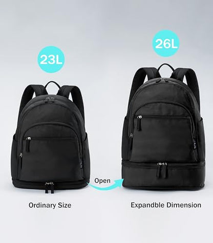 Uselike Gym Backpack for Women Men, Lightweight Gym Bag with Shoe Compartment, Waterproof Workout Backpack with Wet Pocket - color: Black