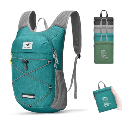 SKYSPER Foldable Hiking Backpack - 10L/15L Small Lightweight Daypack Breathable Travel Backpacks - color: Cyan, size: 10 l