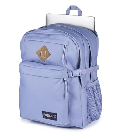 JanSport Main Campus FX Backpack - Travel or Work Bag w 15-Inch Laptop Pack with Leather Trim, Lavender Ash - color: Lavender Ash