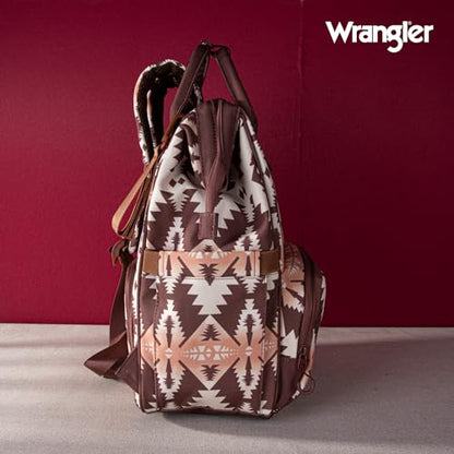 Montana West Wrangler Diaper Bag Backpack Aztec Callie Bag Travel Backpack Purses Western Multi-Function Baby Bags for Mom - color: Brown