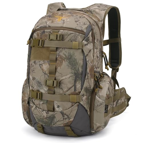 Mardingtop 40L Camo Hunting Backpack for Bow Rifle Gun，Large Capacity Tactical Hunting Day Pack with Rain Cover for Hunting Camping Hiking