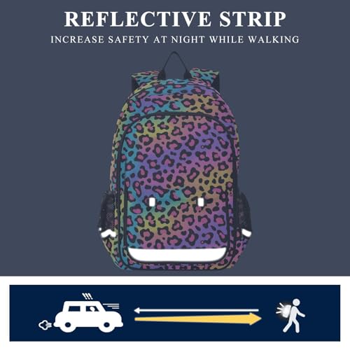 ALAZA Rainbow Leopard Print Neon Cheetah Laptop Backpack Purse for Women Men Travel Bag Casual Daypack with Compartment & Multiple Pockets - color: Leopard