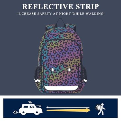 ALAZA Rainbow Leopard Print Neon Cheetah Laptop Backpack Purse for Women Men Travel Bag Casual Daypack with Compartment & Multiple Pockets - color: Leopard