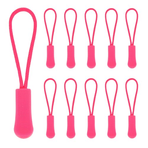 PATIKIL 2.6 Inch Zipper Pulls Replacement, 50 Pcs Nylon Cord Extension Zipper Pull Tab Tags for Handbag Backpacks Jackets Luggage Purses, Dark Pink - color: Dark Pink