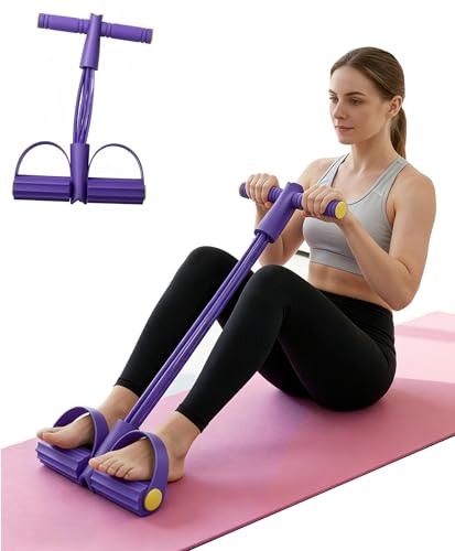 Pedal Resistance Bands with Handles, Multifunction Tension Rope for Arm, Leg, Waist and Shoulder Training - color: Purple