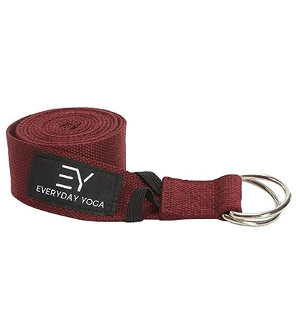 Everyday Yoga Strap with Metal D-Ring - Durable Stretching Strap for Yoga, Pilates, Flexibility & Physical Therapy (6ft, 8ft, 10ft) - color: Merlot, size: 6 Foot