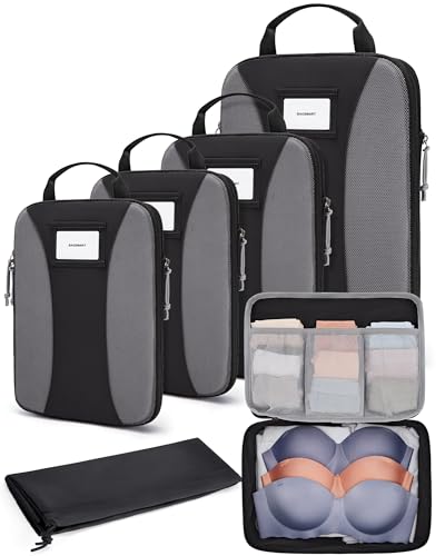 BAGSMART Compression Packing Cubes, 6 PCS Packing Cubes for Suitcases, Travel Bags Organizer for Luggage, Lightweight Packing Cube for Travel Essentials - color: Deep Black, size: 6 Set