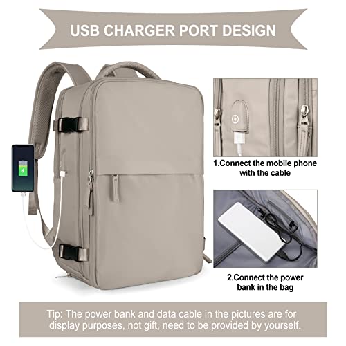 Large Travel Backpack Women, Carry On Backpack,Hiking Backpack Waterproof Outdoor Sports Rucksack Casual Daypack Bag Fit 15.6 Inch Laptop with USB Charging Port Shoes Compartment