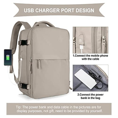 Large Travel Backpack Women, Carry On Backpack,Hiking Backpack Waterproof Outdoor Sports Rucksack Casual Daypack Bag Fit 15.6 Inch Laptop with USB Charging Port Shoes Compartment
