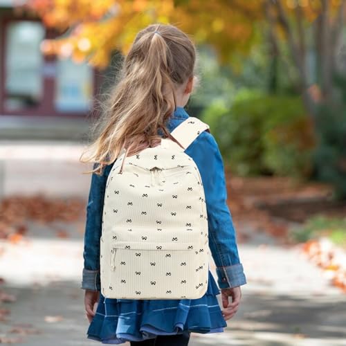 LEDAOU Backpack for Girls School Bag Kids Bookbag Teen Backpack Set Daypack with Lunch Bag and Pencil Case | Kids - color: Black Bowtie -2