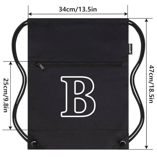 HOLYLUCK Drawstring Bags Initial Backpack Sackpack Cinch Bags for Sports, Gym, Travel, Beach(Black-B) - color: Black-b
