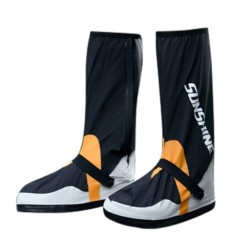 Waterproof Rain Shoe Covers with Zipper for Men Women, Reusable Overshoes - color: Sunshine, size: XX-Large