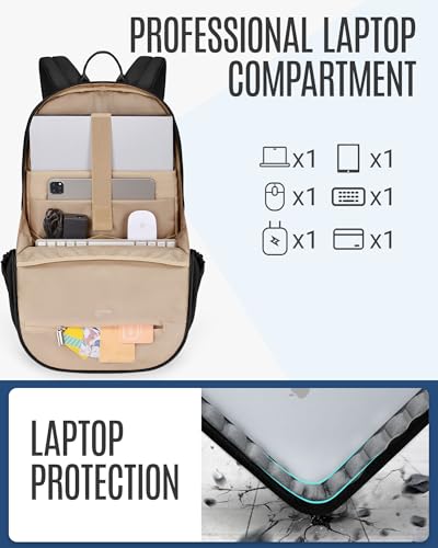 LIGHT FLIGHT Travel Laptop Backpack for 17.3" laptop, Anti Theft Backpack with USB Charging Hole, Water Resistant College Bookbag, Large Capacity Computer Backpacks for Work, Black | Carry On Backpack, USB Charging Hole, Water Resistant, Large Capacity -