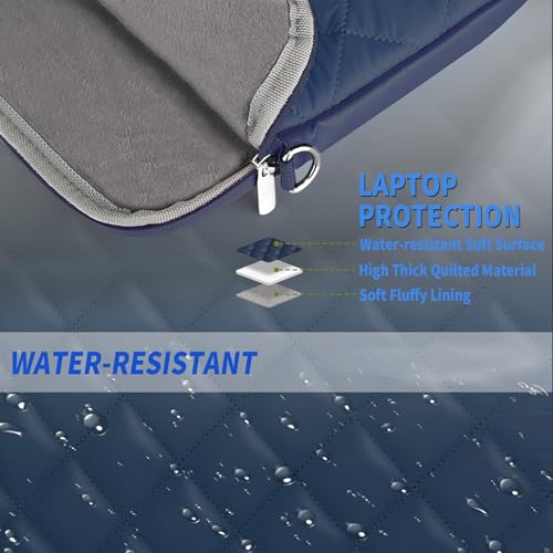 Puffy Quilted Laptop Sleeve with a Shoulder Strap Compatible with MacBook Air 15 inch M2 A2941 2023/Pro 15 A1990 A1707, 15 Surface Laptop 5/4/3, Compatible with Dell XPS 15 - color: Sleeve - Navy, size: 15 inch