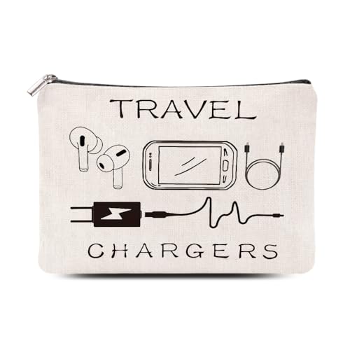 Chargers Travel Organiser Bag for Women Men Charging Cables Cosmetic Storage Bag Makeup Pouch for Friend Birthday Gifts for Sister Brother Toiletry Bags travel chargers Makeup Cosmetic Bags - style: Travel Charger