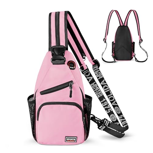 Geestock Convertible Sling Bag for Women Men, Lightweight Crossbody Backpack Daypack Chest Bag Fit 7.9" Tablet for Travel, Sport, Hiking & Commute, Pink, 7.09in×3.15in×12.60in - color: Pink, size: Small