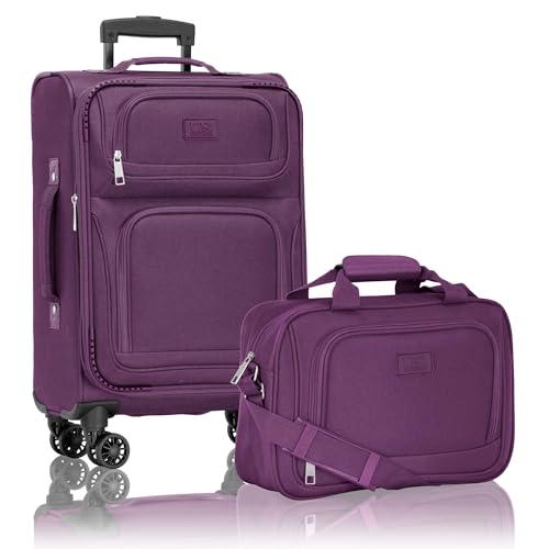 U.S. Traveler Rio Lightweight Softside Rolling Carry-on Suitcase, 4-Wheel Set, Purple - color: Purple, size: 22"/14"