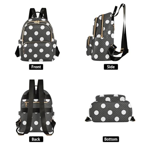 susiyo Classic Black White Polka Dot Backpack for Women Black White 10L Bag Retro Spot Ladies Backpacks Travel Casual Daypack - color: Black White, size: Small