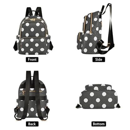susiyo Classic Black White Polka Dot Backpack for Women Black White 10L Bag Retro Spot Ladies Backpacks Travel Casual Daypack - color: Black White, size: Small