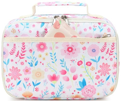 LEDAOU Lunch Bag Kids Lunch Box Girls Boys Insulated Lunch Bag Reusable Lunchbox for School Picnic Hiking Daycare - color: Colorful Flowers