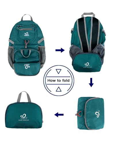 WATERFLY Small Lightweight Packable Backpack: 20l Ultra Light Foldable Travel Hiking Camping Daypack Day Pack for Man Woman - color: Green3