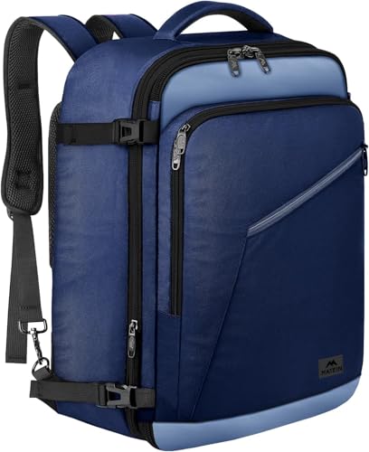 MATEIN Expandable Travel Backpack for Airplanes, Large Capacity Carryon Backpack for Men Women, Water Resistant Airline Approved Bags with Adjustable Shoulder Straps for International Trip, Grey Blue - color: Grey Blue, size: X-Large