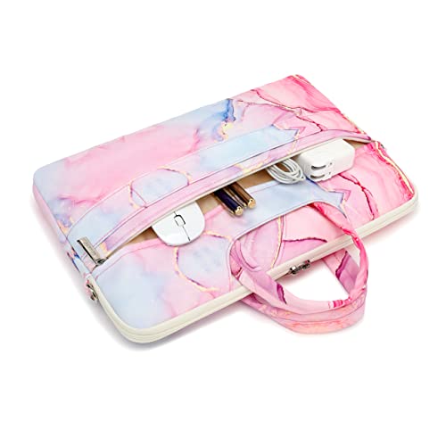 canvaslife Pink marble Patten Waterproof Laptop Shoulder Messenger Bag Case Sleeve for 14 Inch 15 Inch Laptop Case Laptop Briefcase 15.6 Inch - color: Pink Marble